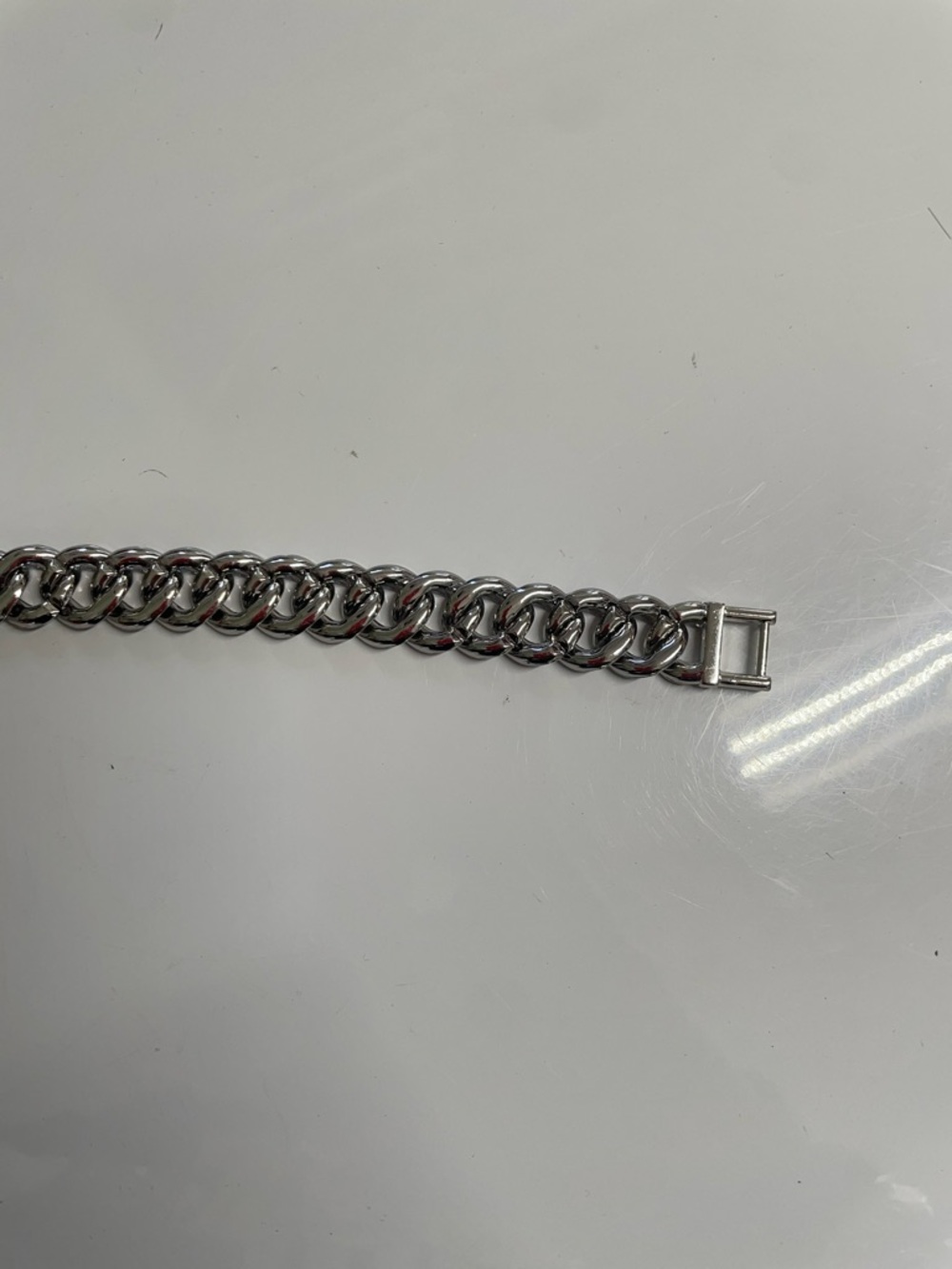 Silver tone Link Bracelet with Heart and Initial A Charm - Picture 11 of 11